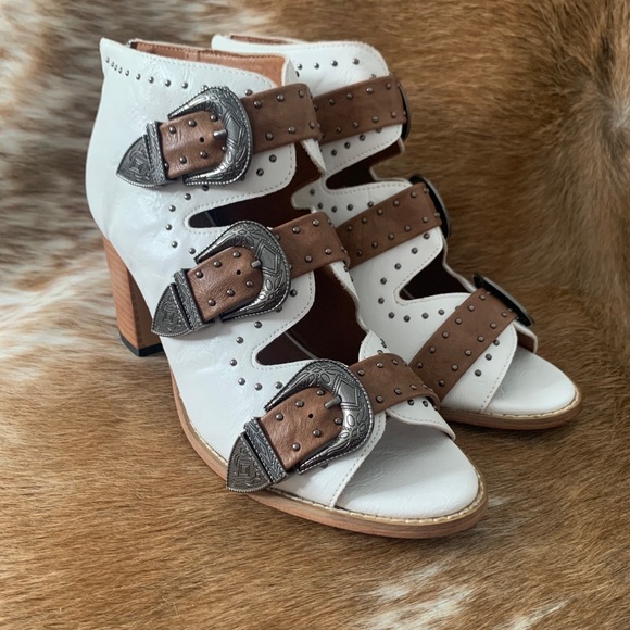 peep toe western booties